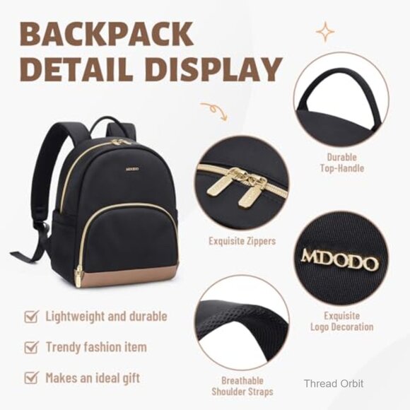 Lightweight Mini Backpack Daypack for Women, Water-Resistant Polyester, Fits